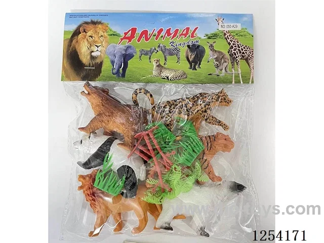 Wild Animal Set (6pcs 4 inch + 2 Trees + 2 Grasses)