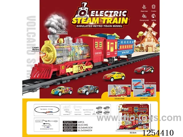 Classic Steam Transparent Colour Wheel Rechargeable Rail Train W L/M/spray/ejection included battery