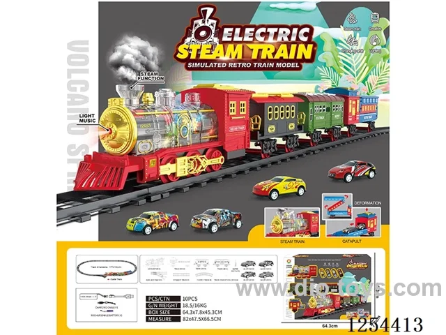 Classic Steam Transparent Colour Wheel Rechargeable Rail Train W L/M/spray/ejection included battery