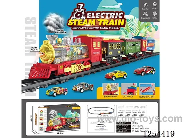 Classic Steam Transparent Colour Wheel Rechargeable Rail Train W L/M/spray/ejection included battery