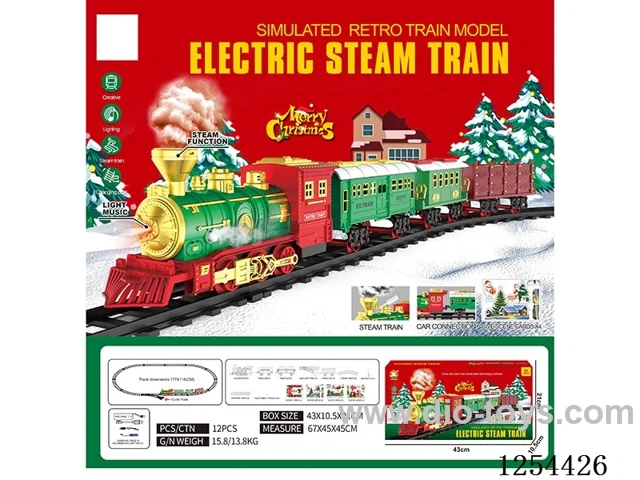 Classic Steam Charging Railway Train (Christmas model) W L/M/spray/songs included battery