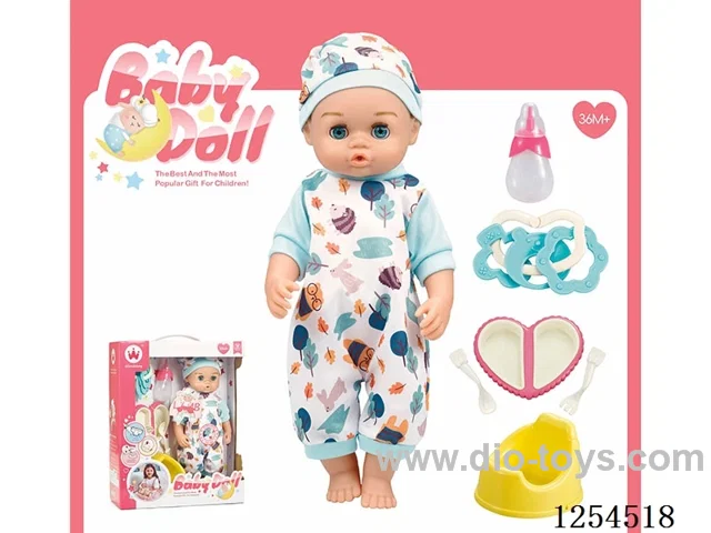 14 inch drinking and peeing doll + accessories ( vinyl head hands and feet / body blowing / with IC,24 sound ) included battery