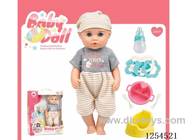 14 inch drinking and peeing doll + accessories ( vinyl head hands and feet / body blowing / with IC,24 sound ) included battery