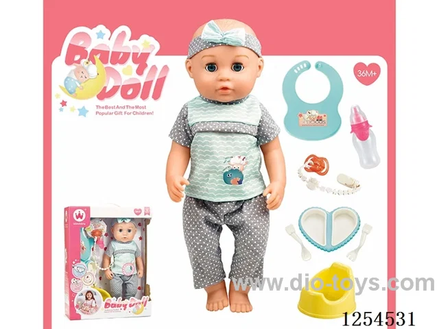 16 inch drinking and peeing doll + accessories ( vinyl head hands and feet / body blowing / with IC,24 sound ) included battery