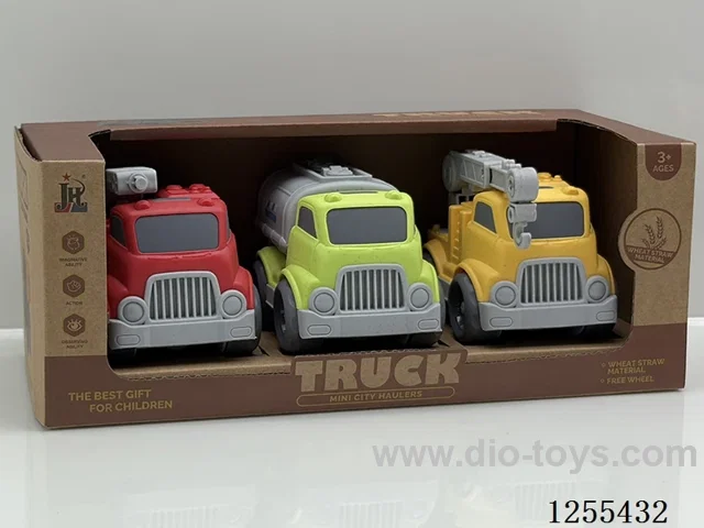 Mini straw cartoon car 3PCS