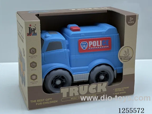 Straw cartoon police car
