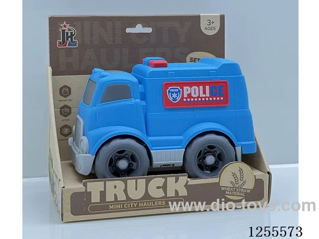 Straw cartoon police car
