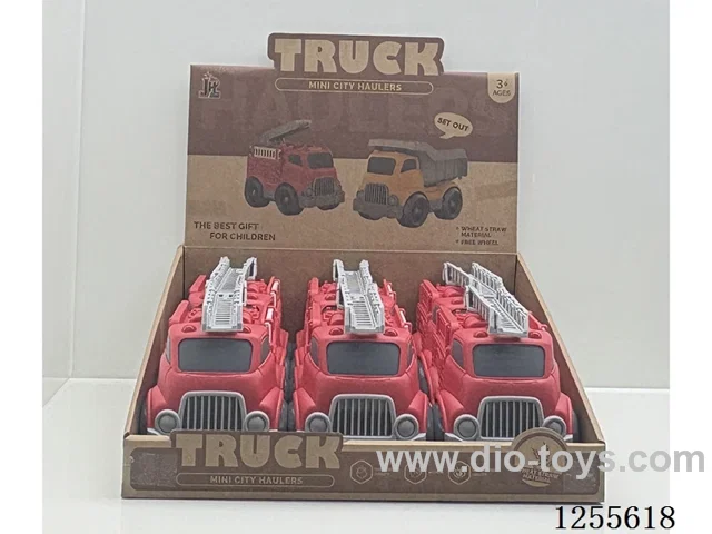 Straw cartoon fire truck 6PCS