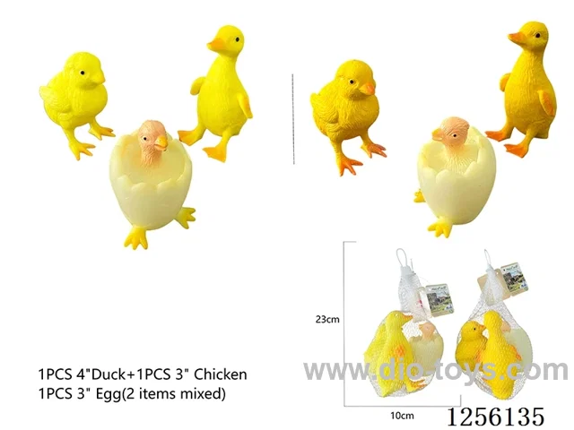 1PCS 4-inch + 1PCS 3-inch Farm Animals + 1 Egg (2 styles mixed)
