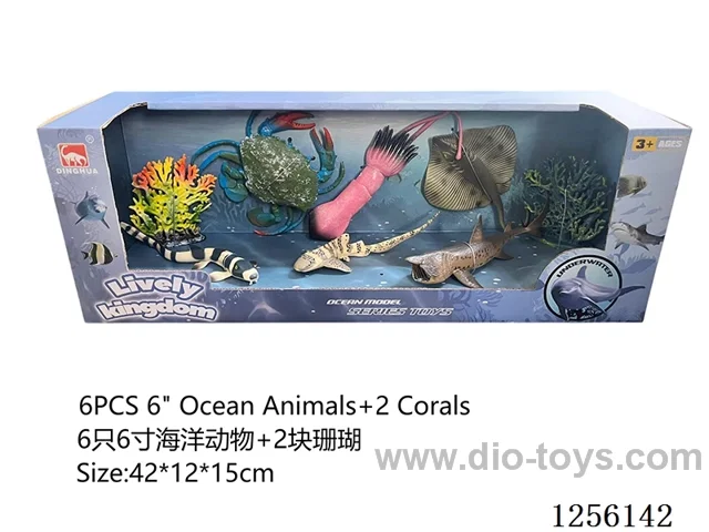 6PCS 6-inch Marine Animals + 2 Coral