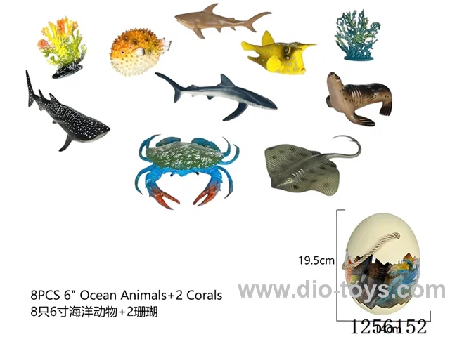 8PCS 6-inch marine animals + 2 corals