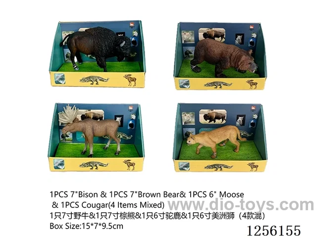 1PCS 7-inch bison + 1PCS 7-inch brown bear + 1PCS 6-inch moose + 1PCS 6-inch puma (4 styles mixed)