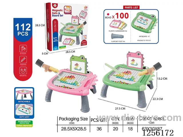 Educational Magnetic Dinosaur Pen Tracker Table (100 Beads) 2 Colors