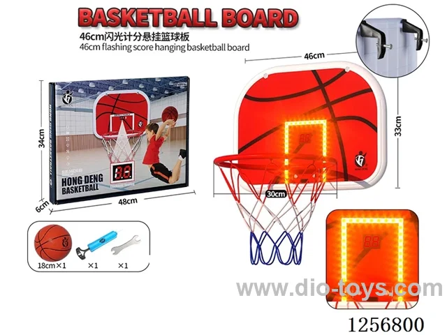 Red Flashing Scoreboard Hanging Basketball Backboard: 46*33CM, Hoop Diameter: 30CM