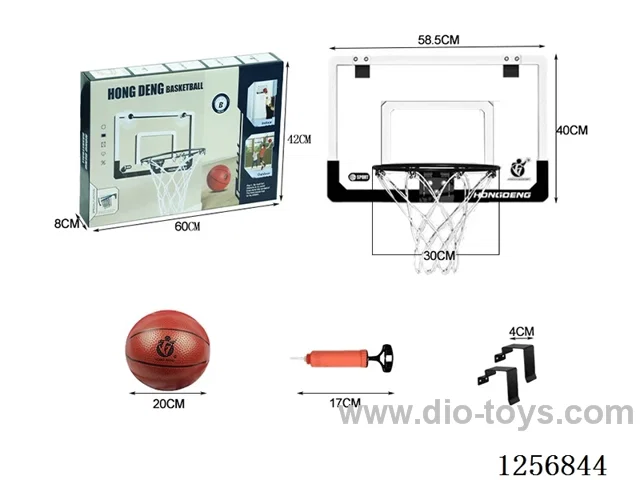 58.5*40.5CM Transparent Snap-On Hanging Backboard (Solid 30CM Spring Ring) (Includes 20CM Basketball) Iron Hook