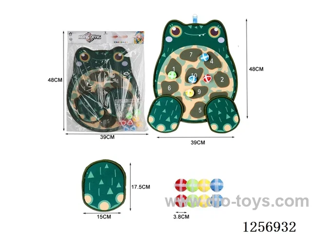 Animal Frog Double-Sided Fabric Dart Board with Stand (Includes 6 Sticky Balls + 4 Darts)