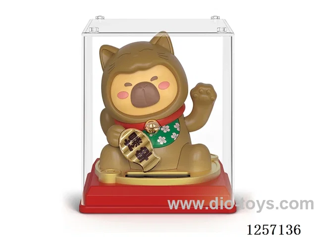Solar-Powered Lucky Cat Figurine - Capybara