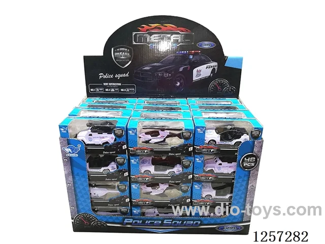 1:64 Alloy Free-Wheel Police Car 4 mixed (48PCS)