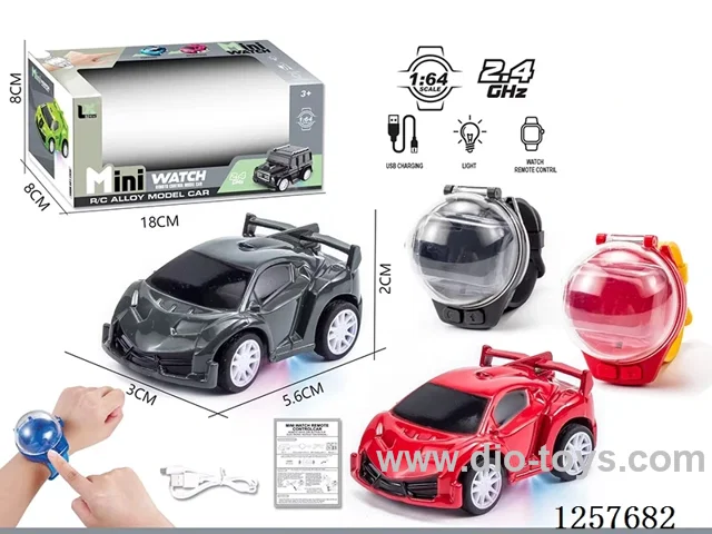 1:64 2.4G RC alloy car with watch remote control included battery 2 colors