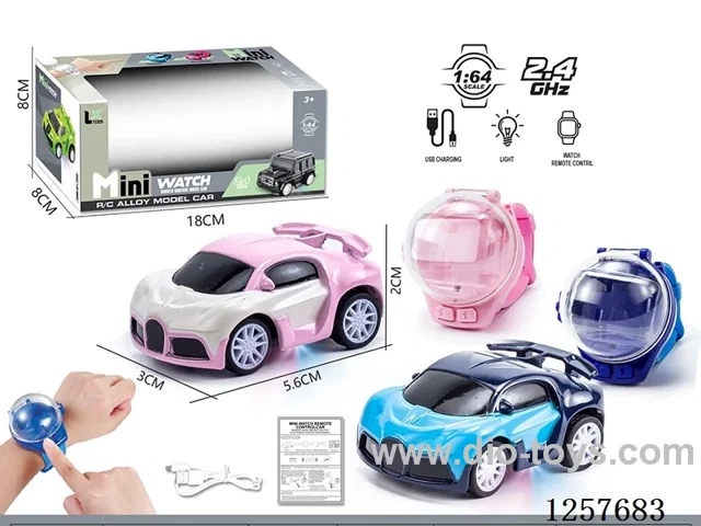1:64 2.4G RC alloy car with watch remote control included battery 2 colors