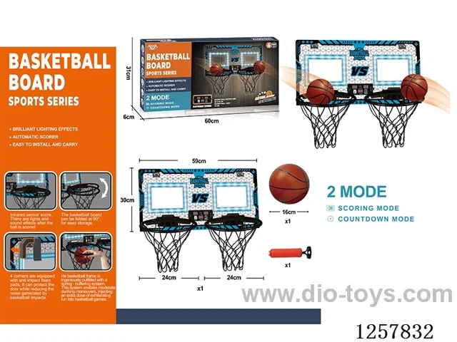 Dual-Player Light-Up Basketball Backboard/Plastic Hoop