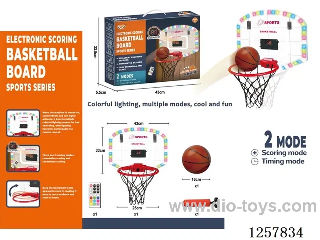 Remote-Controlled Lighted Scoring Backboard with Hoop/Plastic Hoop