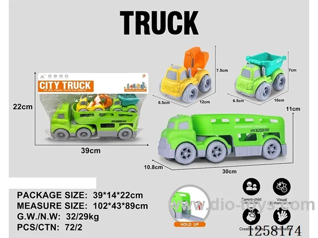 free wheel trailer transport vehicle + 2 free wheel cars(no light/music)