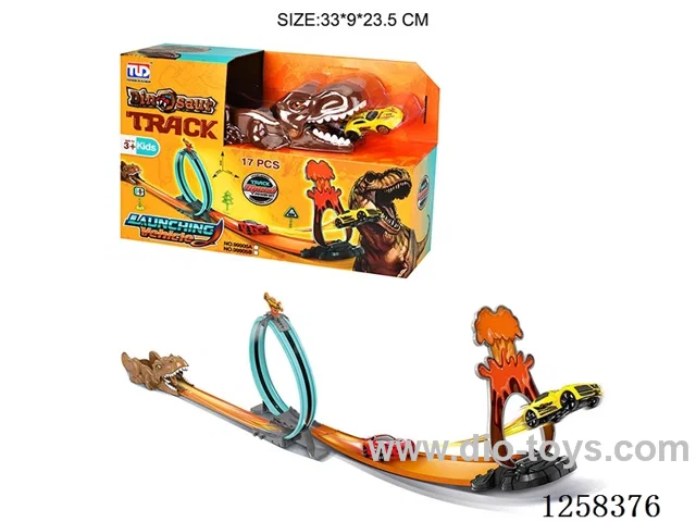 Ejection dinosaur rail car (with 1 free wheel car)