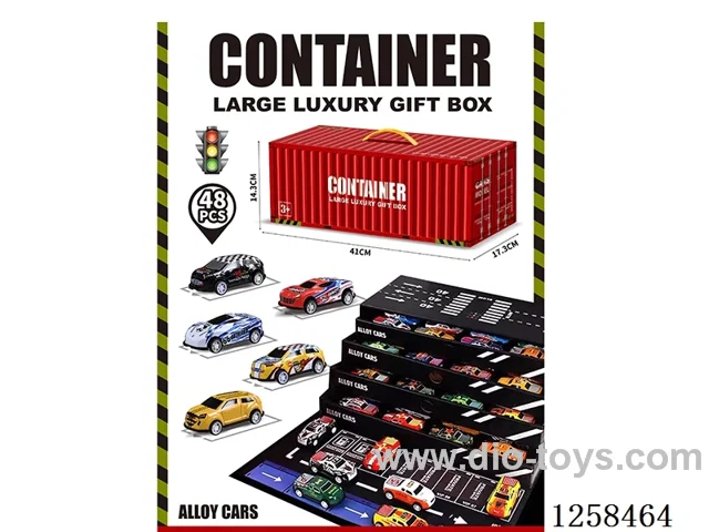 Tin Pull Back Car 48PCS Scene Storage Cargo Carriage