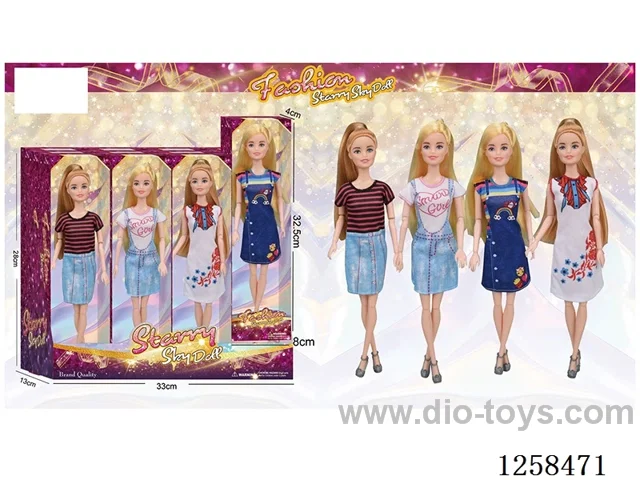 11.5 inch Jointed Barbie 12PCS (4 outfits)