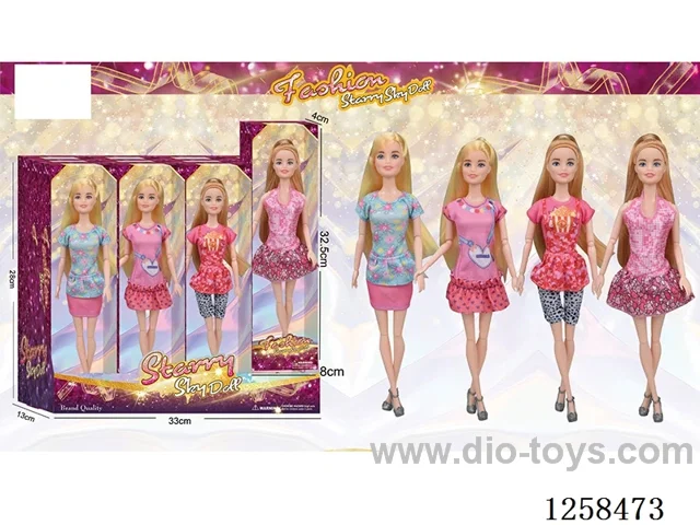 11.5 inch Jointed Barbie 12PCS (4 outfits)