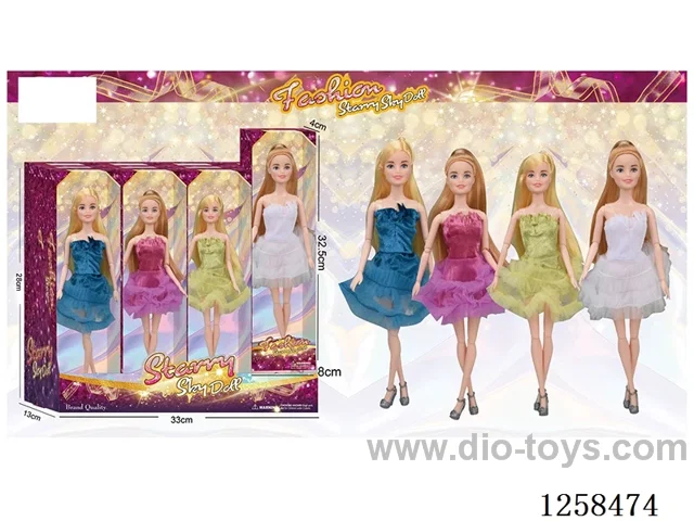 11.5 inch Jointed Barbie 12PCS (4 outfits)