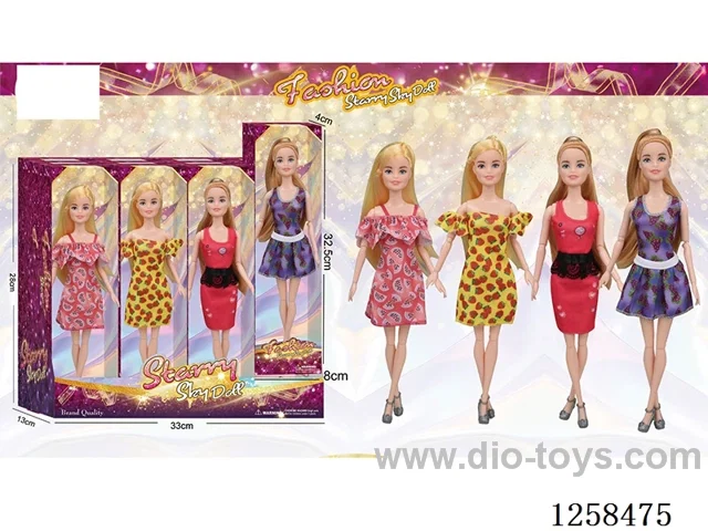 11.5 inch Jointed Barbie 12PCS (4 outfits)