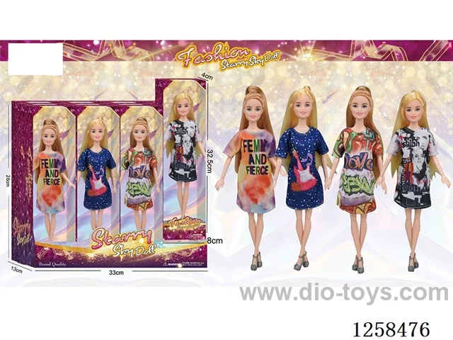11.5 inch Jointed Barbie 12PCS (4 outfits)