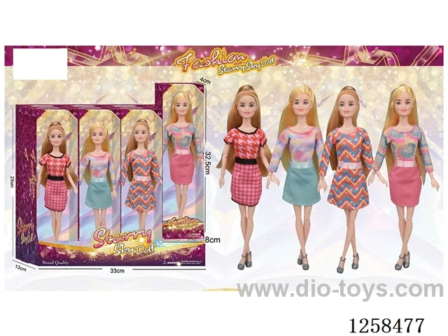 11.5 inch Jointed Barbie 12PCS (4 outfits)