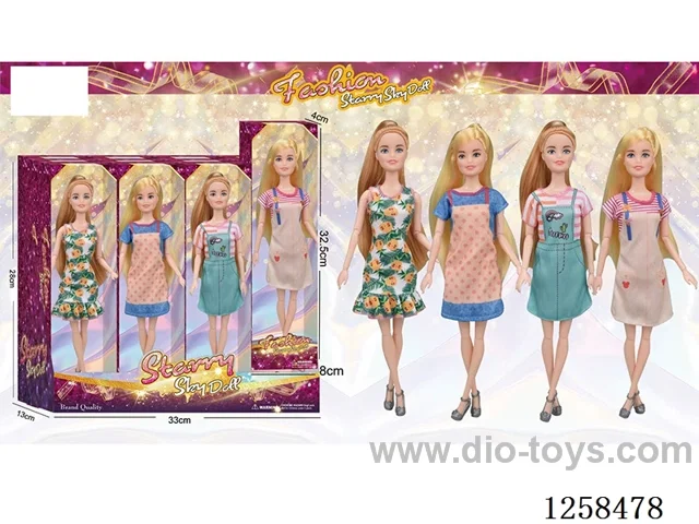 11.5 inch Jointed Barbie 12PCS (4 outfits)