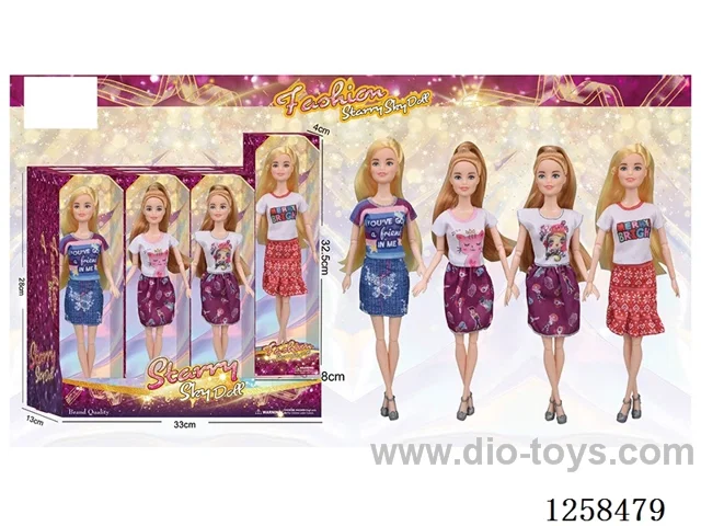 11.5 inch Jointed Barbie 12PCS (4 outfits)