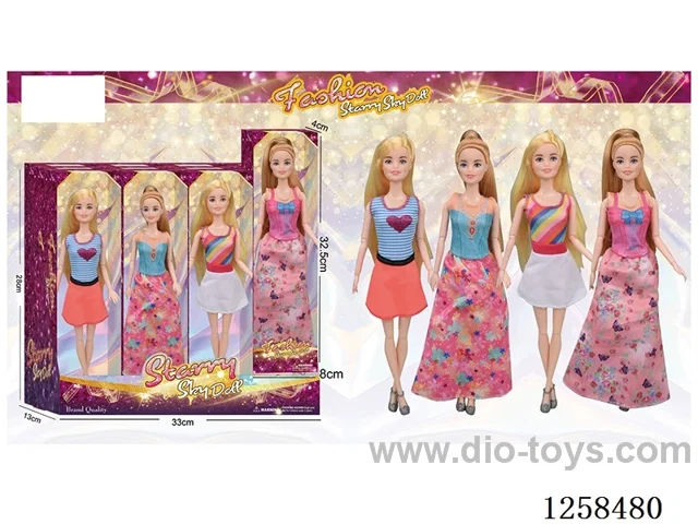 11.5 inch Jointed Barbie 12PCS (4 outfits)