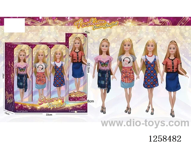 11.5 inch Jointed Barbie 12PCS (4 outfits)