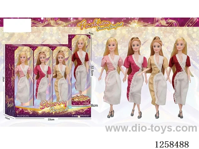 11.5 inch Jointed Barbie 12PCS (4 outfits)