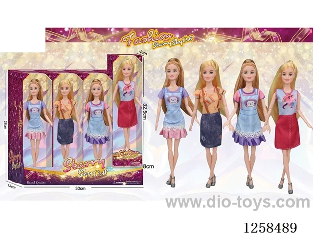 11.5 inch Jointed Barbie 12PCS (4 outfits)