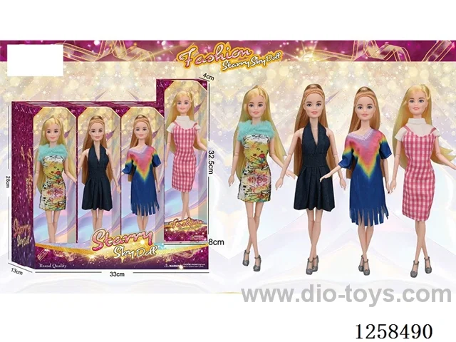 11.5 inch Jointed Barbie 12PCS (4 outfits)