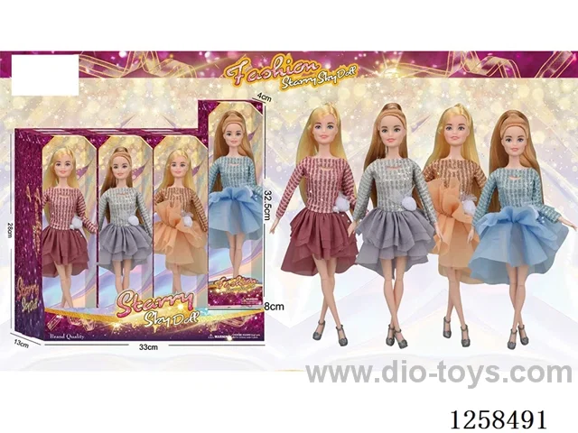 11.5 inch Jointed Barbie 12PCS (4 outfits)