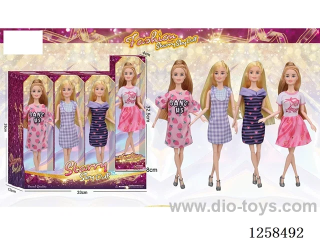 11.5 inch Jointed Barbie 12PCS (4 outfits)