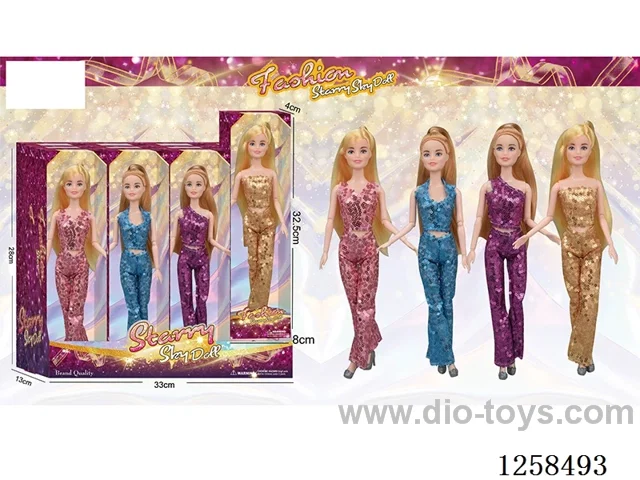 11.5 inch Jointed Barbie 12PCS (4 outfits)
