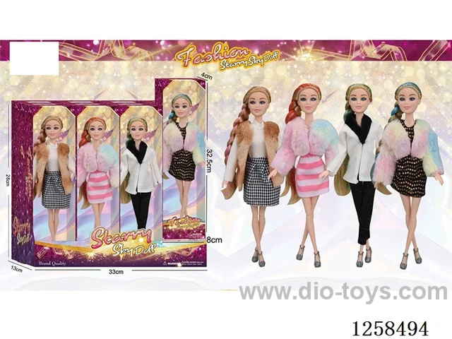 11.5 inch Jointed Barbie 12PCS (4 outfits)