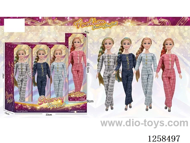 11.5 inch Jointed Barbie 12PCS (4 outfits)