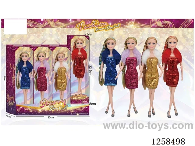 11.5 inch Jointed Barbie 12PCS (4 outfits)