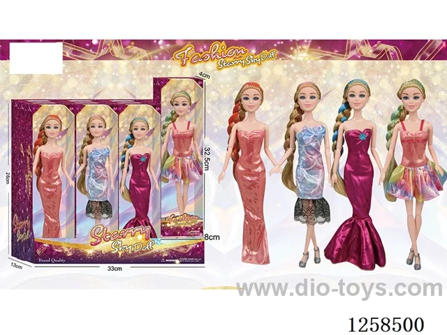11.5 inch Jointed Barbie 12PCS (4 outfits)