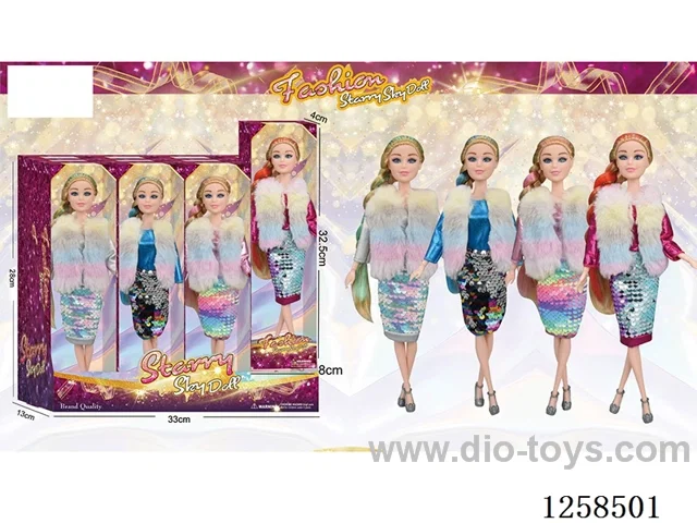 11.5 inch Jointed Barbie 12PCS (4 outfits)